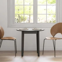 HOMCOM 30" Round Dining Table, Farmhouse Dining Room Table with Pine Wood Frame, Space Saving Small Kitchen Table, Black(m-9)