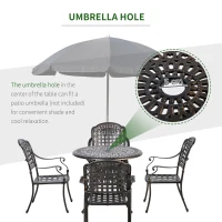 Outsunny 5-Piece Outdoor Patio Dining Set with 4 Armchairs & 1 Table with Umbrella Hole, 35" Round Bistro Table, Cast Aluminium Patio Furniture Set for Garden Deck Yard, Bronze(m-4)