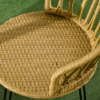 Outsunny 4 Pieces Rattan Dining Set with Storage Basket, Tempered Glass Table Top, for Garden, Backyard, Balcony, Light Brown(m-9)