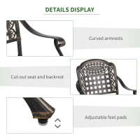 Outsunny 5-Piece Outdoor Patio Dining Set with 4 Armchairs & 1 Table with Umbrella Hole, 35" Round Bistro Table, Cast Aluminium Patio Furniture Set for Garden Deck Yard, Bronze(m-7)