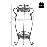 Outsunny 2 Shelf Flower Pot Stand 2-Tier Freestanding Plant Display Rack Indoor Outdoor Metal Easy to clean porch, patio, backyard(m-3)
