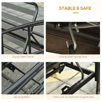 Outsunny 3 Person Outdoor Patio Daybed, 3 in 1 Canopy Gazebo Swing Chair Garden Hammock with Sun Shade, Mesh Mosquito and Net, Dark Grey(m-9)