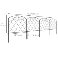 Outsunny 4 Pack Garden Fencing for Yard, Decorative Fence Panels as Animal Barrier and Flower Edging, Swirls(m-3)
