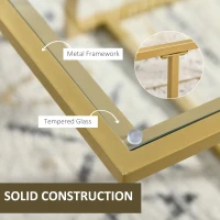 HOMCOM Contemporary Coffee Tables with Double Tempered Glass Tabletops, Golden Side Table with Metal Base Adjustable Foot for Living Room, Bedroom(m-5)