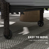 Outsunny 2 Piece Wicker Chaise Lounger PE Rattan Outdoor Lounge Chair Recliner with Adjustable Backrest and 2 Wheels, Grey(m-5)