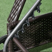 Outsunny Outdoor Lounger, Deck Lounge Chair with Headrest, 5-Level Adjustable, Backrest, Wheels, Deep Coffee and Med Grey(m-9)