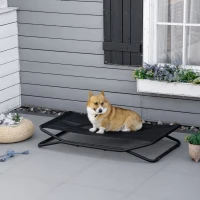 PawHut 47.5" Elevated Foldable Cool Dog Bed for Medium Dog, Indoor Outdoor Raised Pet Cot with Breathable Mesh, Black(m-1)