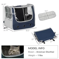 PawHut 3 IN 1 Dog Carrier, Foldable Pet Backpack, Luggage with Telescoping Handle, Adjustable Shoulder Strap for Small Cats & Dogs Travel Hiking, Light Grey(m-3)