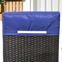 Outsunny Outdoor Lounger, Deck Lounge Chair with Headrest, 5-Level Adjustable, Backrest, Wheels, Deep Coffee and Navy Blue(m-9)