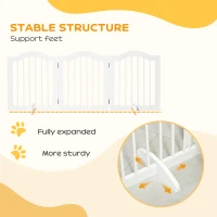 PawHut 24"H Foldable Dog Gate, 3 Panels Freestanding Pet Gate Barriers Indoor with Support Feet, Puppy Fence for Small Dogs, White(m-7)