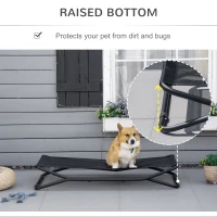 PawHut 47.5" Elevated Foldable Cool Dog Bed for Medium Dog, Indoor Outdoor Raised Pet Cot with Breathable Mesh, Black(m-7)