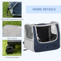 PawHut 3 IN 1 Dog Carrier, Foldable Pet Backpack, Luggage with Telescoping Handle, Adjustable Shoulder Strap for Small Cats & Dogs Travel Hiking, Light Grey(m-7)