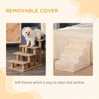 PawHut 4-Step Dog Ramp for Sofa, Bed, and Couch, with Removable Cover, Beige(m-5)