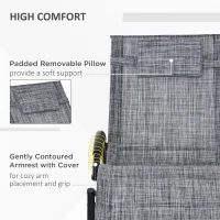 Outsunny Outdoor Patio Rocking Chair, Porch Rocker for Sun Tanning with Pillow and Armrests for Lawn, Beach, Gray(m-4)