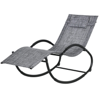 Outsunny Outdoor Patio Rocking Chair, Porch Rocker for Sun Tanning with Pillow and Armrests for Lawn, Beach, Gray
