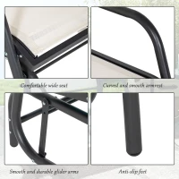 Outsunny 2 Pieces Outdoor Glider Chair, Steel Swing Chai with Curved Armrests for Porch, Garden, Poolside, Balcony, Cream White(m-7)