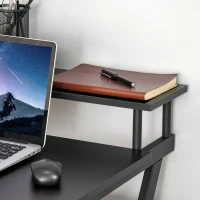 HOMCOM 28" Compact Computer Desk, Industrial Z-Shaped Writing Desk with Monitor Shelf and Storage, Workstation for Home Office, Black(m-9)