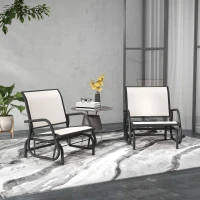 Outsunny 2 Pieces Outdoor Glider Chair, Steel Swing Chai with Curved Armrests for Porch, Garden, Poolside, Balcony, Cream White(m-2)