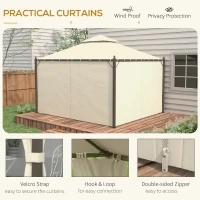 Outsunny 10' x 12' Outdoor Patio Gazebo with Curtains, Two-Tier Roof, Beige(m-5)