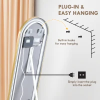 HOMCOM Standing Mirror with LED Lights, 58" x 20" Floor Mirror, Full Body Mirror with Dimmable and 3 Colour Lighting, Gold(m-10)