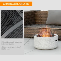 Outsunny 18" Round Outdoor Fire Pit Firepit Fireplace Wood-burning with Spark Screen Poker for Backyard Camping Bonfire, Grey(m-6)