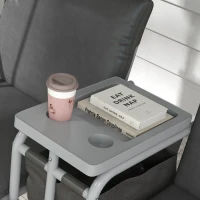 Outsunny 2-Seater Outdoor Porch Swing with Adjustable Canopy and Table, Patio Swing Chair for Garden, Poolside, Backyard, Grey(m-10)