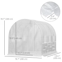 Outsunny 10' x 6.6' x 6.6' Walk-in Tunnel Greenhouse with Quality PE Cover, Zipper Doors & Mesh Windows, White(m-3)