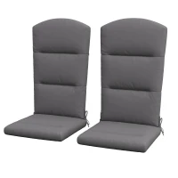 Outsunny Patio Chair Cushions for Adirondack Chair Replacement Cushions with Back and Ties, Set of 2, Grey(m-2)