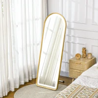 HOMCOM Standing Mirror with LED Lights, 58" x 20" Floor Mirror, Full Body Mirror with Dimmable and 3 Colour Lighting, Gold(m-1)