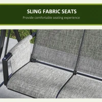 Outsunny 3 Person Outdoor Porch Swing Chair with Adjustable Canopy, Mixed Grey(m-5)