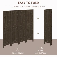 HOMCOM 5.6 Ft. Tall 4-Panel Room Divider, Diamond Pattern Freestanding Folding Privacy Screen Panels, Partition Wall Divider for Indoor Bedroom Office(m-4)