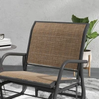 Outsunny 2 Pieces Outdoor Glider Chair, Steel Swing Chai with Curved Armrests for Porch, Garden, Poolside, Balcony, Mixed Brown(m-8)