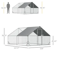 PawHut 9.8' x 13.1' x 6.6' Chicken Coop Cage, Outdoor Hen House w/Cover & Lockable Door(m-3)