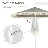 Outsunny 8.7 x 8.7 ft Outdoor Umbrella with Tilt, Vent, Patio Market Table Umbrella Parasol with Fringed Ruffles and Crank, Grey(m-5)