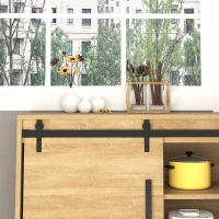 HOMCOM Mini Sliding Barn Door Hardware Kit for Double Doors, TV Stands, Cabinet Barn Door Hardware Kit, Fit 17.7" Wide Door Panel (J Shape), Black(m-7)