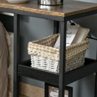 HOMCOM Living Room Furniture Set, Industrial Living Room Tables and TV Stand for 55" TVs, 2-tier Coffee Table and C-shaped Side Table with Storage Shelves, Rustic Brown(m-7)