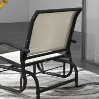 Outsunny 2 Pieces Outdoor Glider Chair, Steel Swing Chai with Curved Armrests for Porch, Garden, Poolside, Balcony, Cream White(m-9)