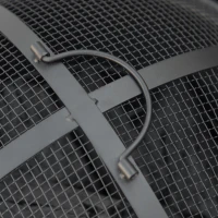 Outsunny 18" Round Outdoor Fire Pit Firepit Fireplace Wood-burning with Spark Screen Poker for Backyard Camping Bonfire, Grey(m-10)