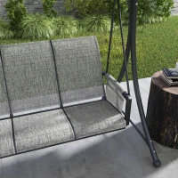 Outsunny 3 Person Outdoor Porch Swing Chair with Adjustable Canopy, Mixed Grey(m-10)