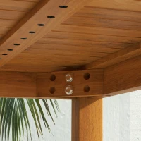 Outsunny Acacia Wood Rectangle Patio Table for 6 People with Umbrella Hole for Backyard and Garden, Natural Wood(m-9)