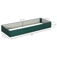 Outsunny 95" x 36" x 12" Galvanized Raised Garden Bed, Easy DIY and Cleaning for Growing Flowers, Herbs, Succulents, Green(m-3)
