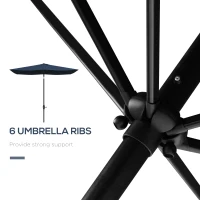 Outsunny 6.5' x 10' Rectangular Market Umbrella, Patio Outdoor Table Umbrella with Crank and Push Button Tilt, Blue(m-6)