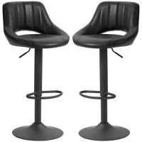 HOMCOM Swivel Bar Stools Set of 2, Faux Leather Upholstered Counter Height Barstools with Round Metal Base(m-11)