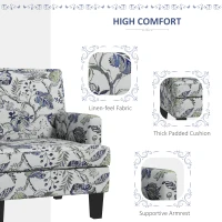 HOMCOM Upholstered Armchair, Mid-Century Accent Chair with Floral Pattern, Nailhead Trim for Living Room, Bedroom, Multicolour(m-5)