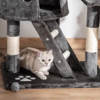 PawHut 94"-102" Floor to Ceiling Cat Tree High Cat Condo Scratching Post Activity Center Multi-Level Play House Dark Grey(m-9)
