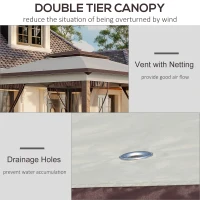 Outsunny 12' x 12' Pop Up Canopy Tent with Netting and Carry Bag, Instant Sun Shelter with 137 sq.ft Shade, Beige and Brown(m-8)