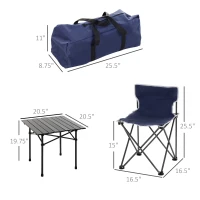 Outsunny Portable Picnic Table with 4 Stools and Carry Bag, Folding Camping Table and Chairs Set w/ Aluminum Roll-up Tabletop for Indoor Outdoor Travel Party BBQ(m-3)
