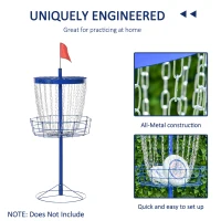 Soozier 24-Chain Portable Practice Basket for Disc Golf Target Stand Easy Assembly & Lightweight Basket w/ Carry Bag Deep Blue(m-6)