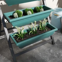 Outsunny 5-Tier Raised Garden Bed with 5 Planter Box, Outdoor Plant Stand Grow Containers with Leaking Holes for Balcony Patio Outdoor, Green(m-10)