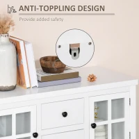 HOMCOM Modern Sideboard Buffet Cabinet, Kitchen Storage Cabinet with 2 Drawers, Bottom Shelf, Glass Doors, White(m-7)